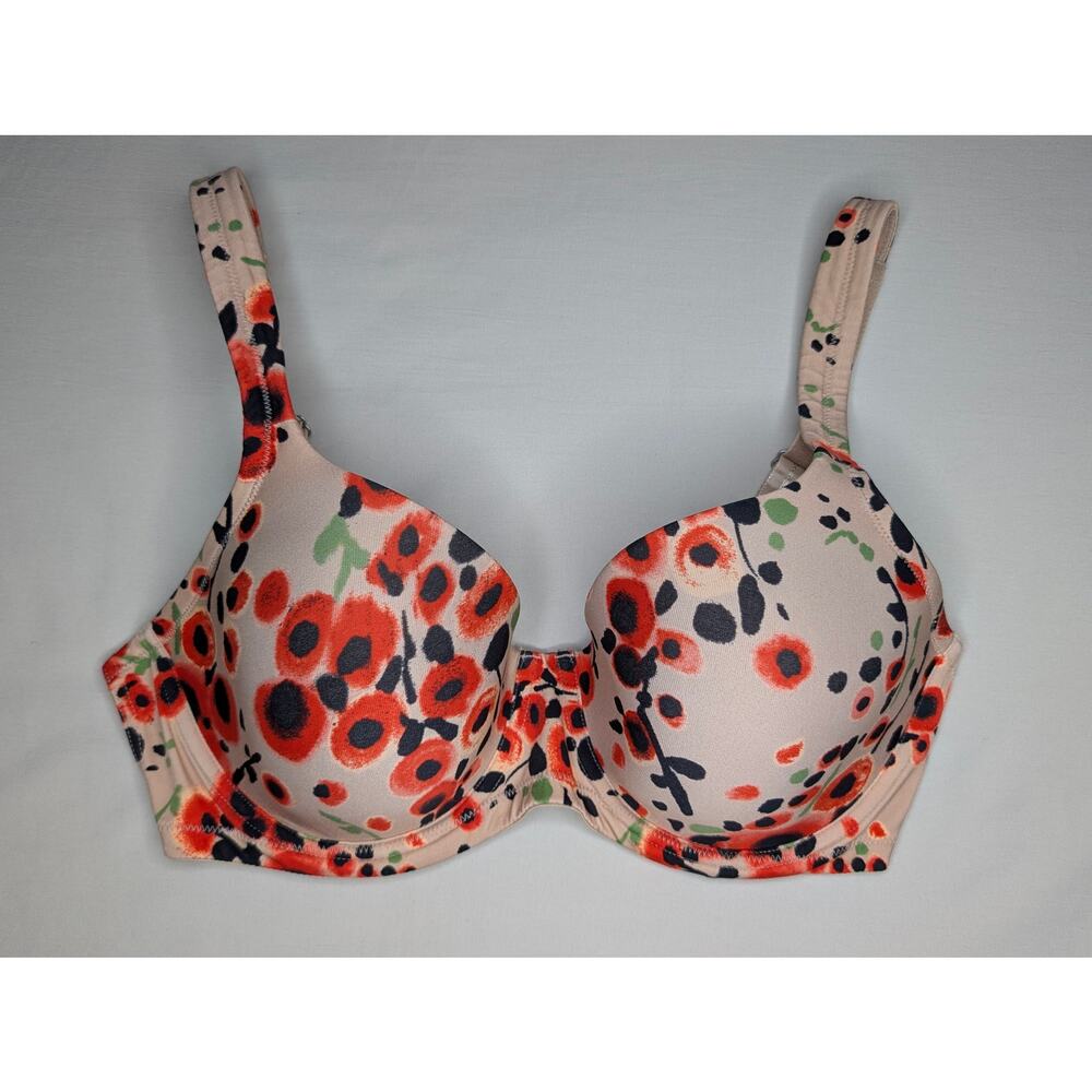 Soma Allura Underwire Bra 34DD Floral Poppy Molded Cup Full Coverage Comfort
